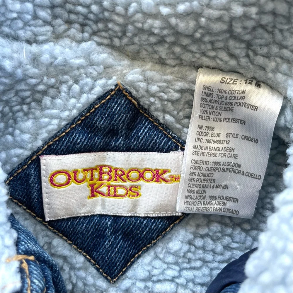 Infant Sherpa Denim Jacket 12M Blue Jean Trucker Lined Baby Coat - Picture 8 of 8
